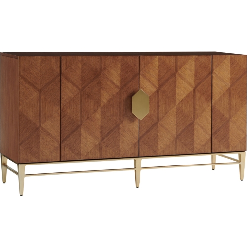 Mission Hills Buffet in Sierra Tan Wood & Gold Silver Leaf