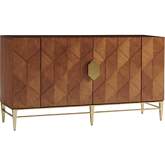 Mission Hills Buffet in Sierra Tan Wood & Gold Silver Leaf