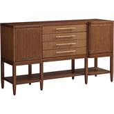 Eagle Falls Sideboard in Tan Wood, Rattan & Raffia