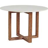 Arcadia 44" Round Dining Table in Anticato Marble & Tan Wood