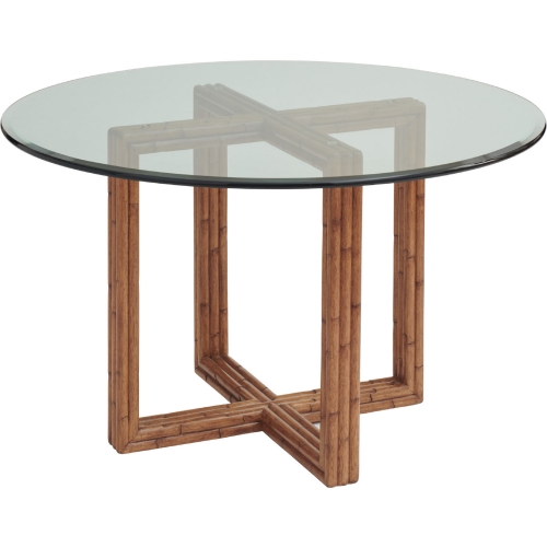 Sheridan 42" Round Dining Table in Glass & Sierra Tan Wood