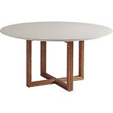 Woodard 60" Round Dining Table in Anticato Marble & Tan Wood