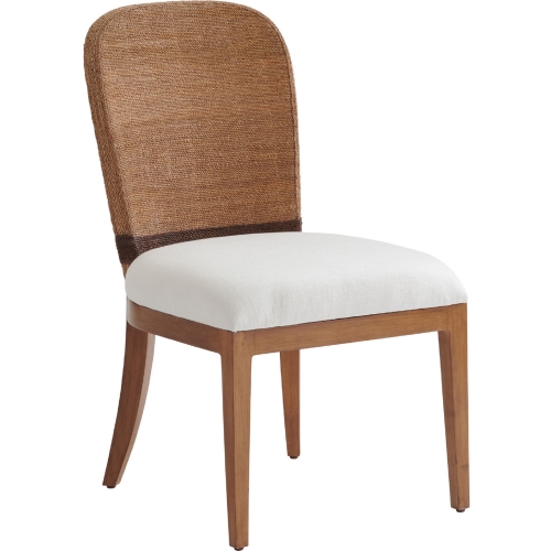 Bryson Dining Chair in Tan Wood, Lampakanai & Winter White Fabric (Set of 2)