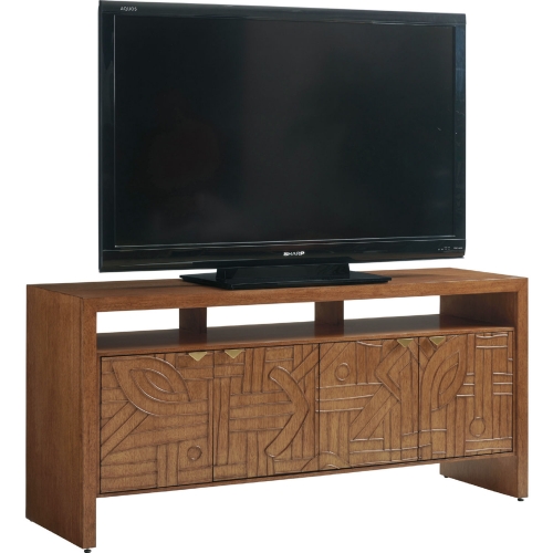 Manning 68" Media Console TV Stand in Sierra Tan Wood & Rattan