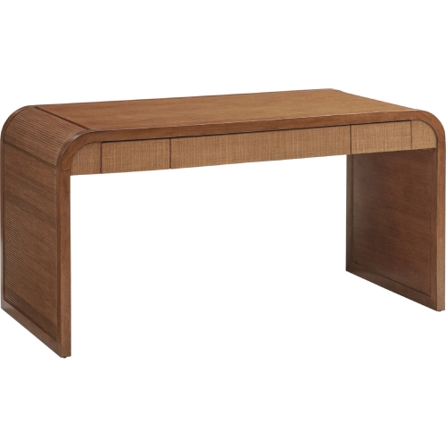 Montclair Writing Desk in Tan Wood & Raffia