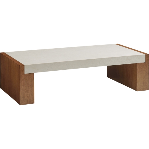 Eldorado Cocktail Coffee Table in Anticato Marble & Tan Wood