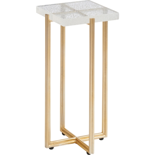 Ashlyn End Table in Clear Acrylic & Gold Silver Leaf Metal