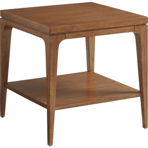 Kinsley Square Lamp End Table in Sierra Tan Finish Wood