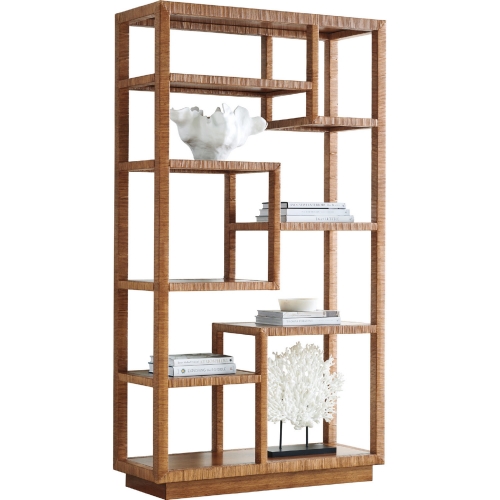 Bryce Etagere Bookcase in Raffia & Sierra Tan Wood