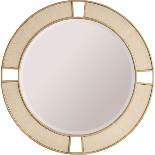 Nina 36" Round Mirror in Sand Drift Wood & Champagne Metal