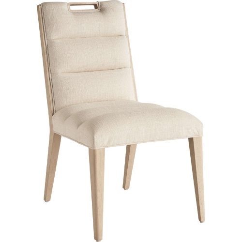 Aiden Dining Chair in Sand Drift Wood & Linen White Fabric