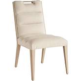 Aiden Dining Chair in Sand Drift Wood & Linen White Fabric