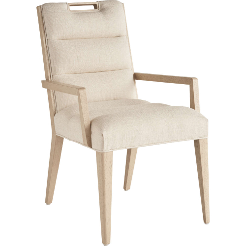 Aiden Dining Arm Chair in Sand Drift Wood & Linen White Fabric