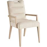 Aiden Dining Arm Chair in Sand Drift Wood & Linen White Fabric