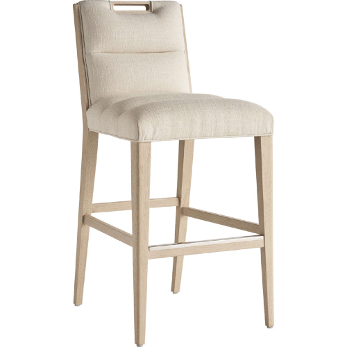 Greer Bar Stool in Sand Drift Wood & Linen White Fabric