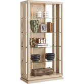 Lancaster Bookcase in Sand Drift Wood & Tempered Glass