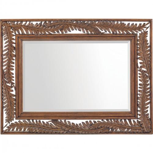 Seabrook Landscape Mirror with Wood Framed Palm Frond Motif