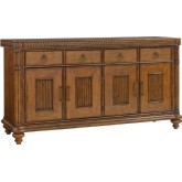 Trident Buffet with Woven Raffia Drawer Fronts & Wood Framed Rattan Doors