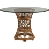 Aruba 36" Dining Table with Leather Wrapped Rattan Base & Glass Top