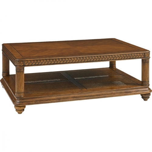 Vineyard Point Storage Cocktail Table w/ Cherry, Maple & Ebony Top & Braid Detail