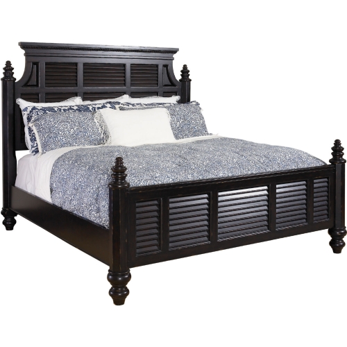 Malabar King Louver Panel Bed in Aged Black Wood