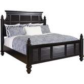 Malabar CA King Louver Panel Bed in Aged Black Wood