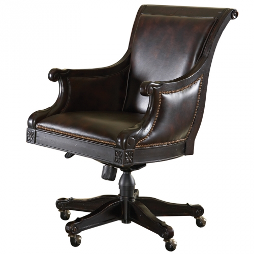 Admiralty Desk Chair in Deep Leather & Tamarind