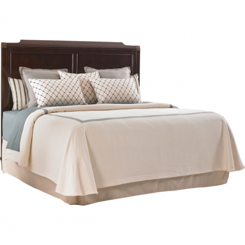 Bennington Headboard Only in Ribbon Stripe Mahogany w/ Burnished Brass Accents (King)