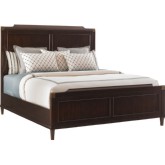 Bennington Panel Bed in Ribbon Stripe Mahogany w/ Burnished Brass Accents (CA King)