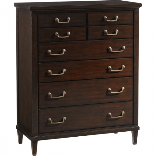 Parker Drawer Chest w/ Sliding Jewelry Tray in Ribbon Stripe Mahogany