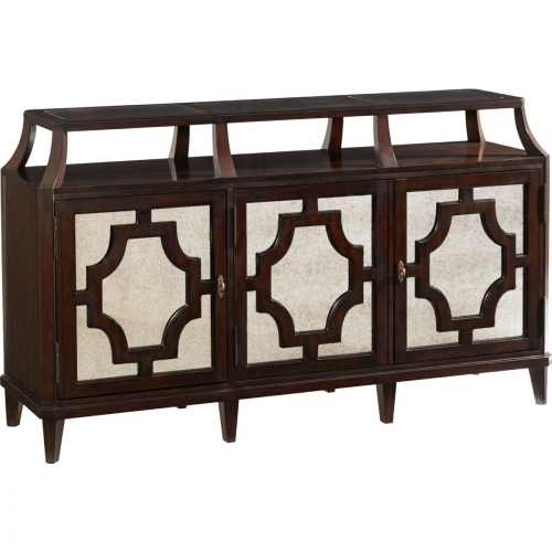 Wellshire Buffet in Brentwood Finish w/ Antique Mirror Panels & Top