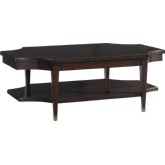 Richmond Rectangular Cocktail Table in Ribbon Stripe Mahogany Veneer w/ Ebony Inlay