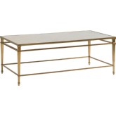 Millington Metal Cocktail Table in Antique Brass Finish w/ Antique Mirror Top