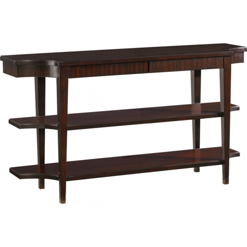 Blakeney Console Table w/ Ribbon Stripe Mahogany Veneer Top & Ebony Inlay