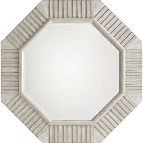 Selden Octagonal Mirror in Oyster Shell Finish Wood