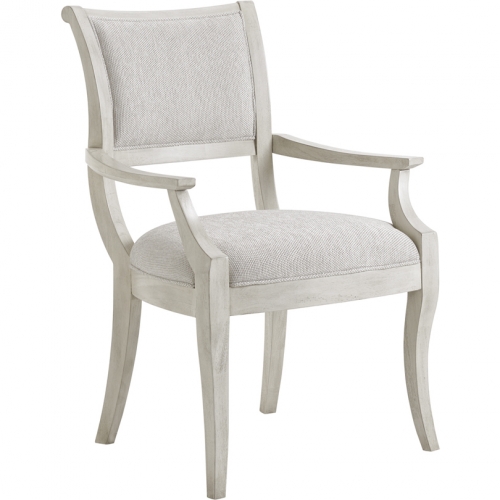 Eastport Dining Arm Chair in Shell Wood & Gray Ivory Fabric (Set of 2)