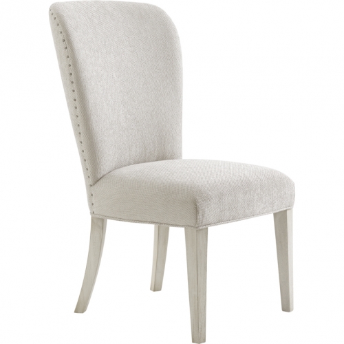 Baxter Dining Chair in Shell Wood & Gray Ivory Fabric (Set of 2)