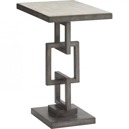 Deerwood Side Table in Graywood & Pewter Metal