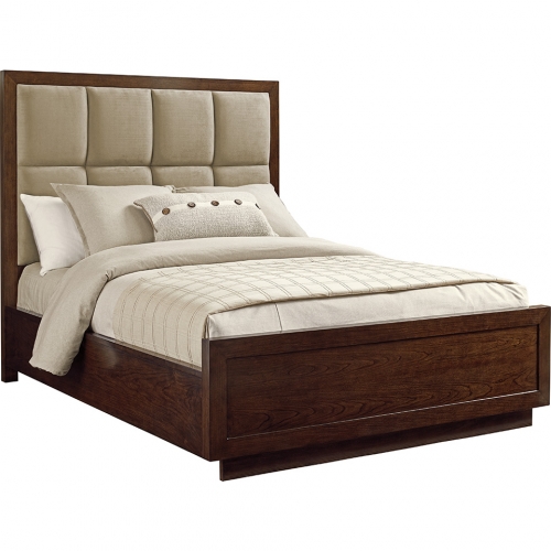 Casa Del Mar Queen Bed in Hazelnut Fabric & Mocha Cherry