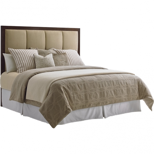 Casa Del Mar King Headboard in Hazelnut Fabric & Mocha Cherry