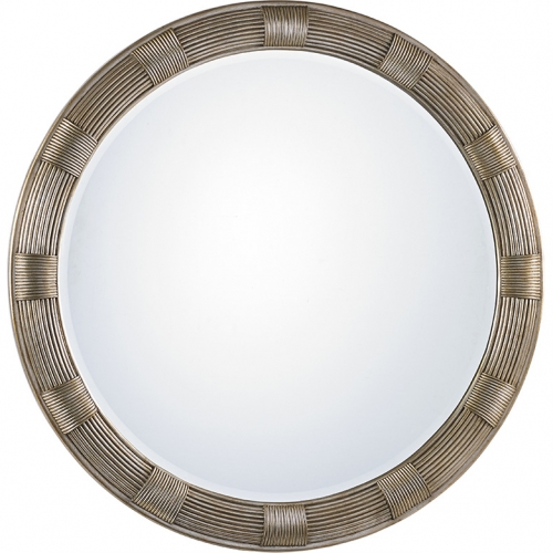 Beverly Round Mirror in Silver Leaf Bundled Reed