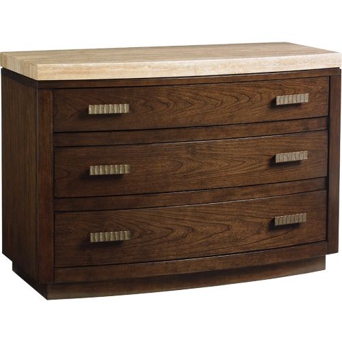 Pershing 3 Drawer Bachelors Chest in Silver Travertine & Wood