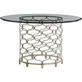 Bollinger 54" Round Dining Table in Silver Leaf Metal & Glass