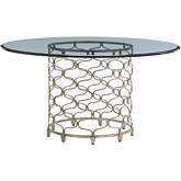 Bollinger 60" Round Dining Table in Silver Leaf Metal & Glass