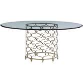 Bollinger 72" Round Dining Table in Silver Leaf Metal & Glass