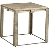 Stone Canyon End Table in Silver Travertine & Silver Leaf Metal