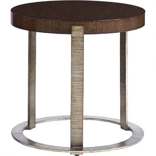 Wetherly Accent Table in Mahogany & Silver Metal