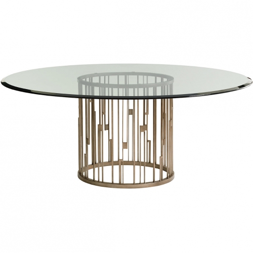 Rendezvous 60" Dining Table in Burnished Silver Leaf & Glass