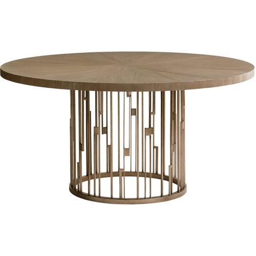 Rendezvous 60" Dining Table in Burnished Silver Leaf & Taupe Gray Wood