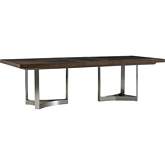 Beverly Place 82" Extension Dining Table in Walnut Veneer & Stainless